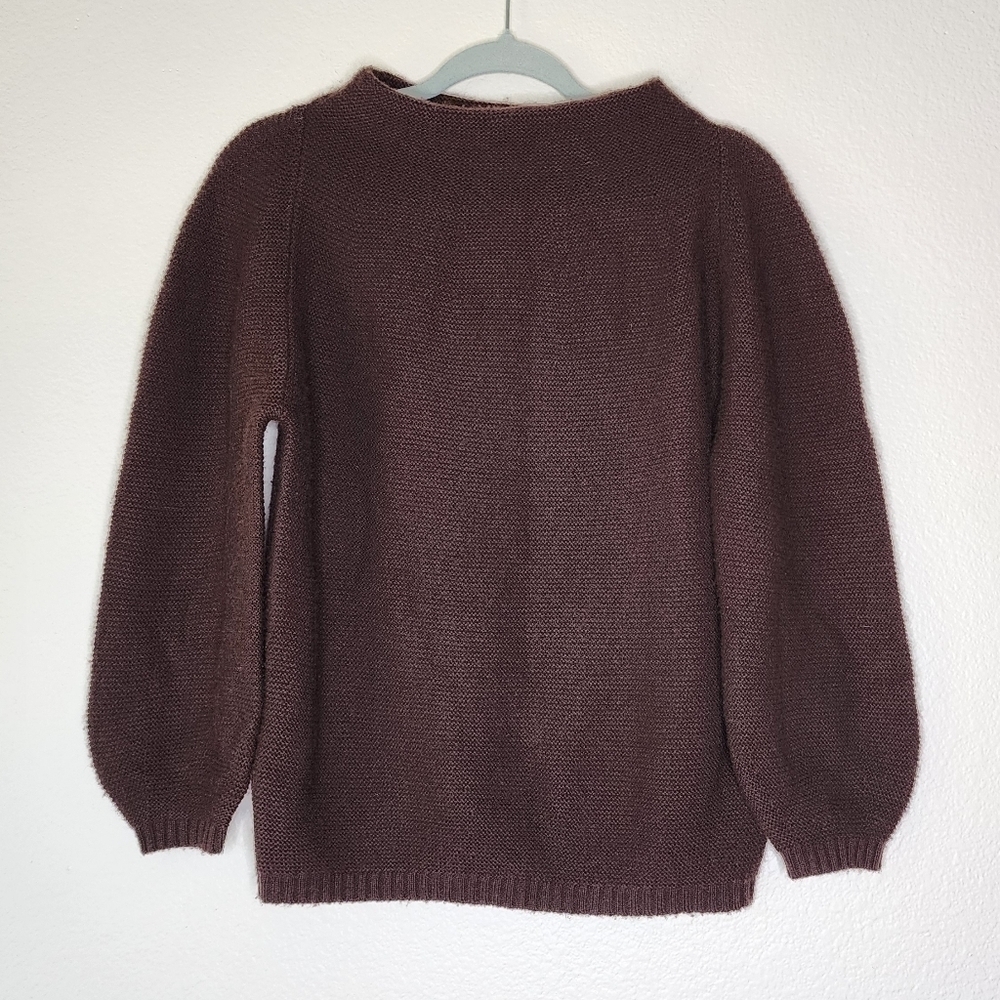 The Reset Chocolate Wine Flawless Funnel Wool Cashmere Blend Sweater S - Picture 2 of 7